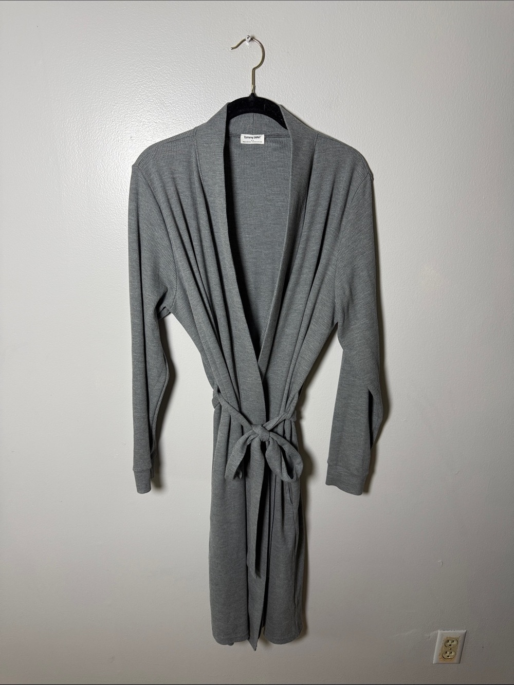 Tommy John Gray Wrap Robe with Self-Tie Belt Size Medium